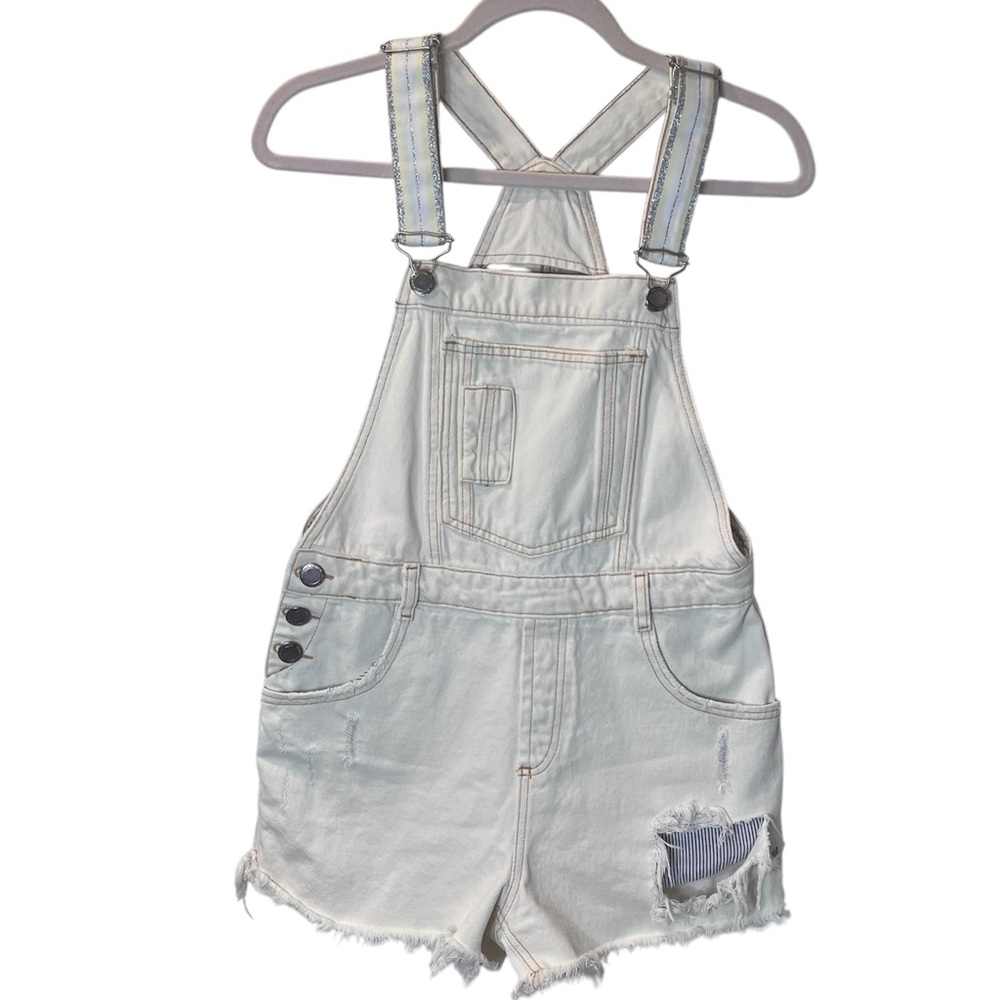 Patricia Foster Cream Denim Overalls small